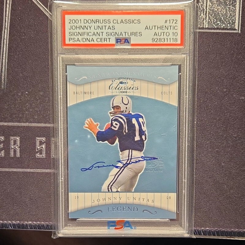 DONRUSS 2001 CLASSICS JOHNNY UNITAS SIG SIGNATURES AUTO #172 PSA 92831118