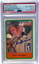 DONRUSS PANINI JACK NICKLAUS SIGNED 1981 DONRUSS GOLF #13 RC ROOKIE PSA PSA/DNA AUTO