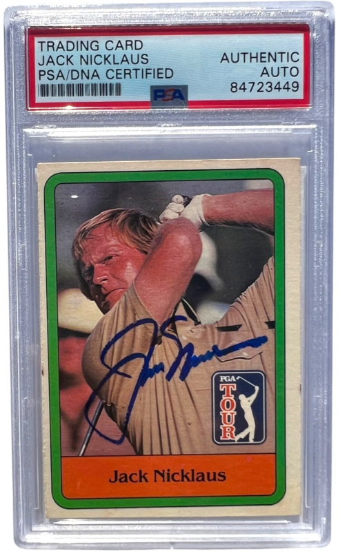 DONRUSS PANINI JACK NICKLAUS SIGNED 1981 DONRUSS GOLF #13 RC ROOKIE PSA PSA/DNA AUTO
