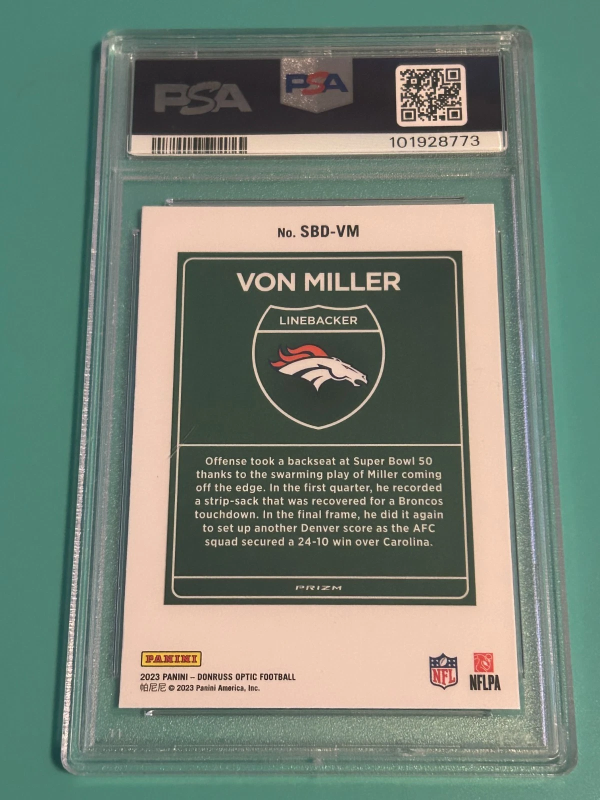 DONRUSS OPTIC DOWNTOWN VON MILLER #SBD-VM BASE PSA 9 2023