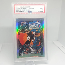 DONRUSS OPTIC DOWNTOWN DUOS #4 HURTS A.J. BROWN EAGLES PSA 9 2024