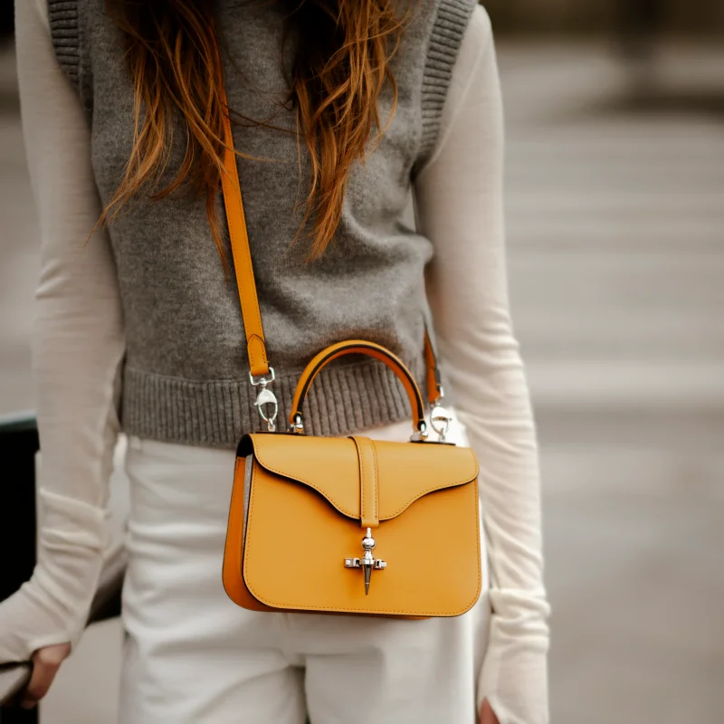 JOSEPH DUCLOS DIANE L20 IN HARMONIE LEATHER SAFRAN MATERIAL: PALLADIUM-PLATED BRASS