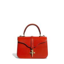 JOSEPH DUCLOS DIANE L20 IN COQUELICOT HARMONIE LEATHER MATERIAL: GOLD-PLATED BRASS