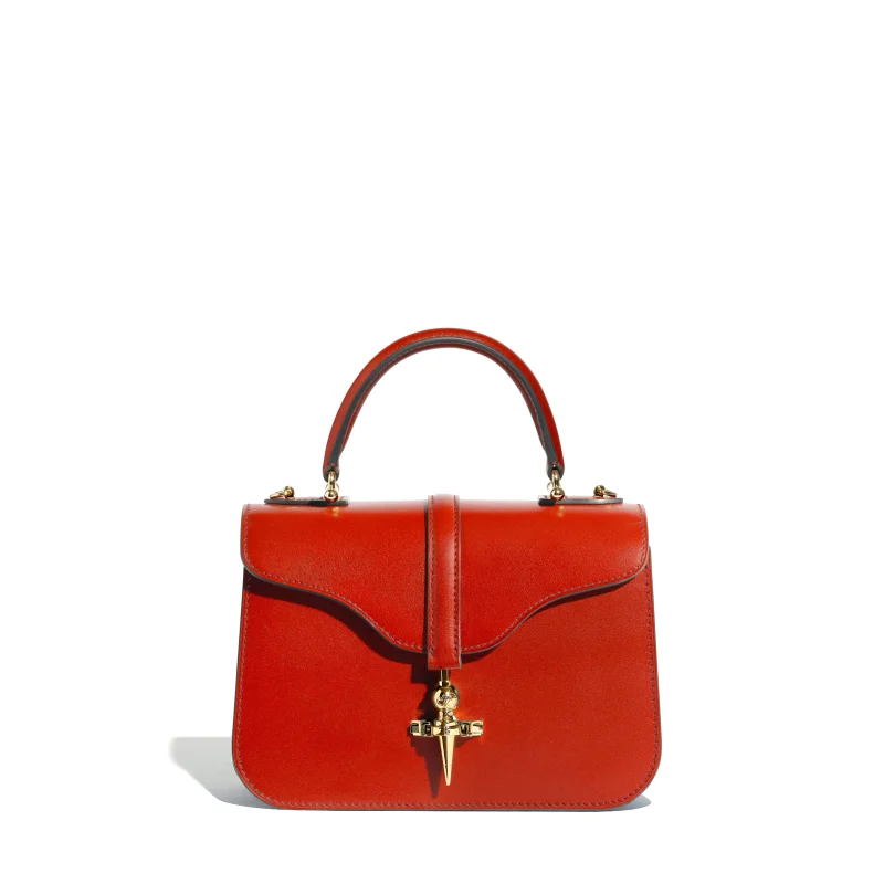 JOSEPH DUCLOS DIANE L20 IN COQUELICOT HARMONIE LEATHER MATERIAL: GOLD-PLATED BRASS