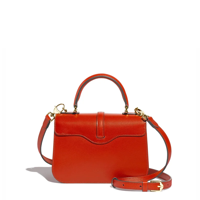 JOSEPH DUCLOS DIANE L20 IN COQUELICOT HARMONIE LEATHER MATERIAL: GOLD-PLATED BRASS