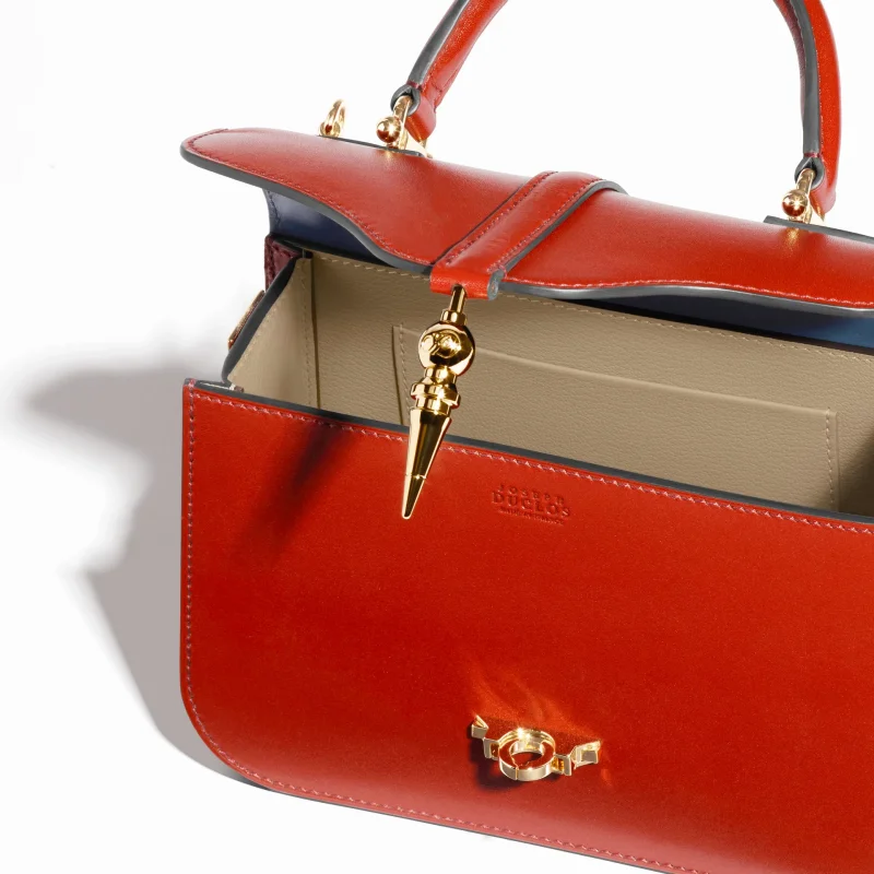 JOSEPH DUCLOS DIANE L20 IN COQUELICOT HARMONIE LEATHER MATERIAL: GOLD-PLATED BRASS