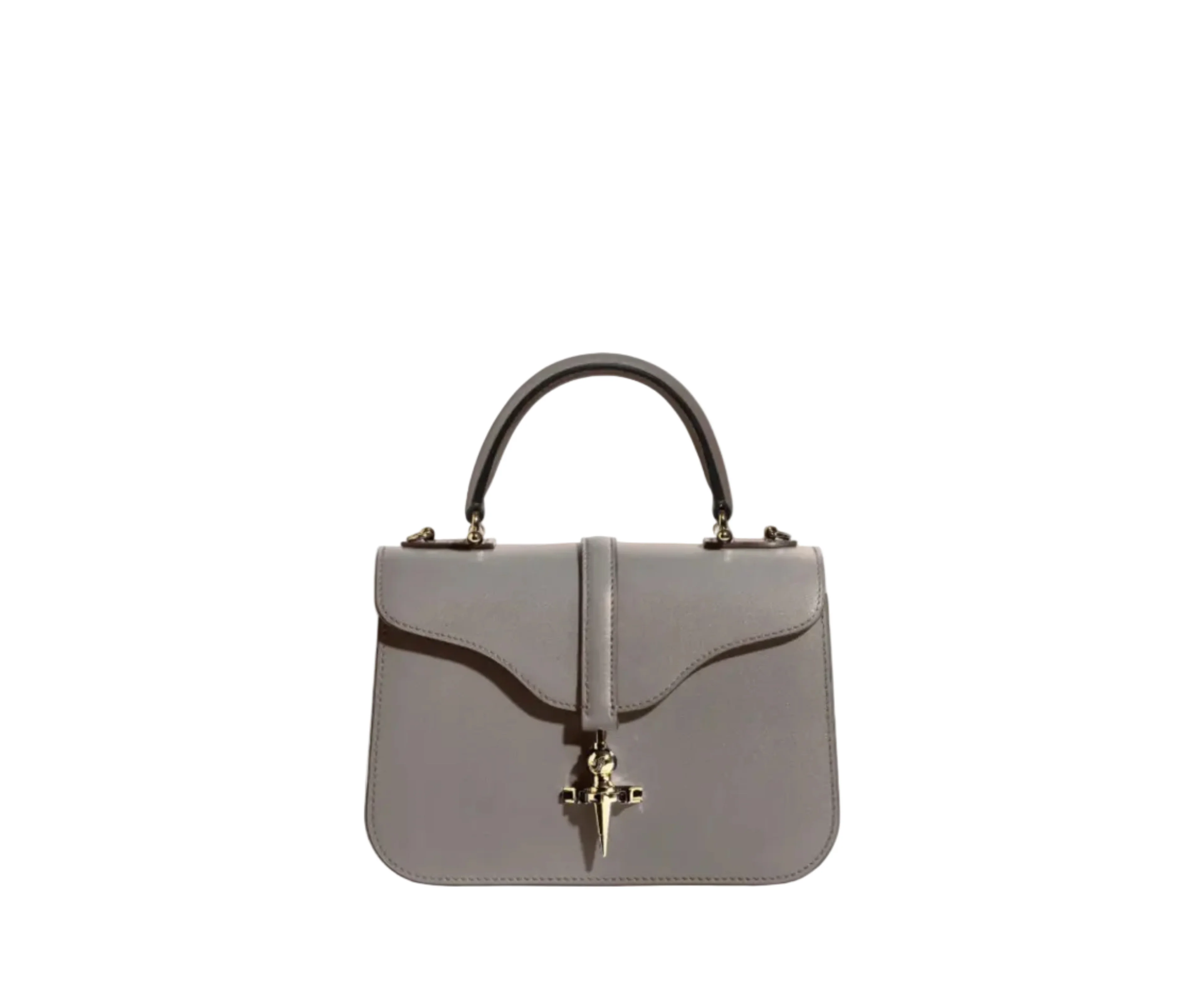 JOSEPH DUCLOS DIANE L20 IN GREY HARMONIE LEATHER MATERIAL: GOLD-PLATED BRASS