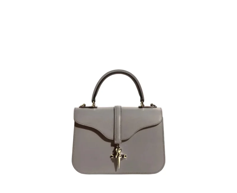 JOSEPH DUCLOS DIANE L20 IN GREY HARMONIE LEATHER MATERIAL: GOLD-PLATED BRASS