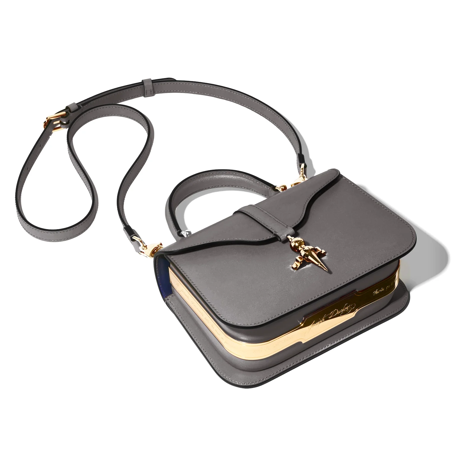 JOSEPH DUCLOS DIANE L20 IN GREY HARMONIE LEATHER MATERIAL: GOLD-PLATED BRASS
