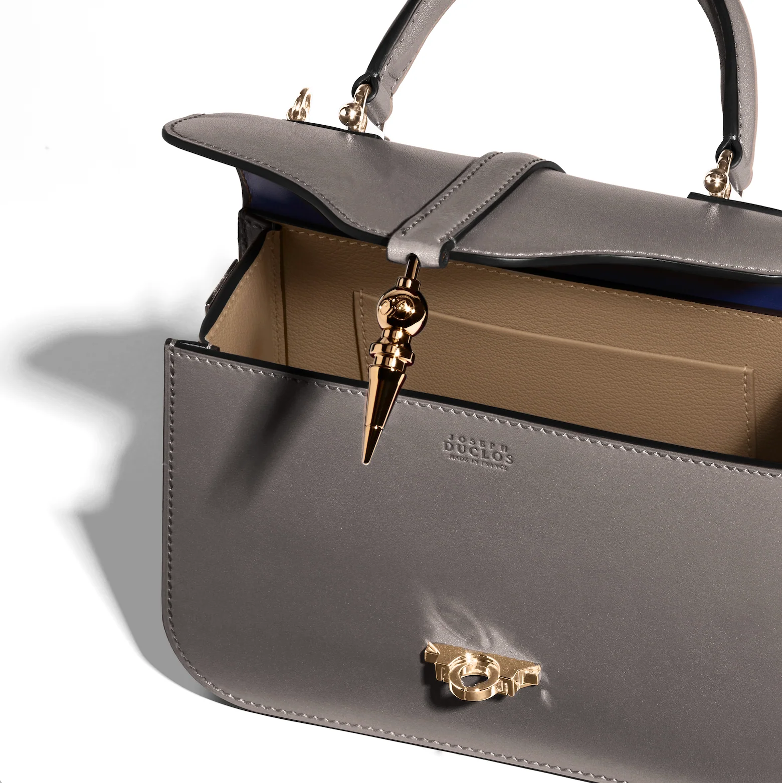 JOSEPH DUCLOS DIANE L20 IN GREY HARMONIE LEATHER MATERIAL: GOLD-PLATED BRASS