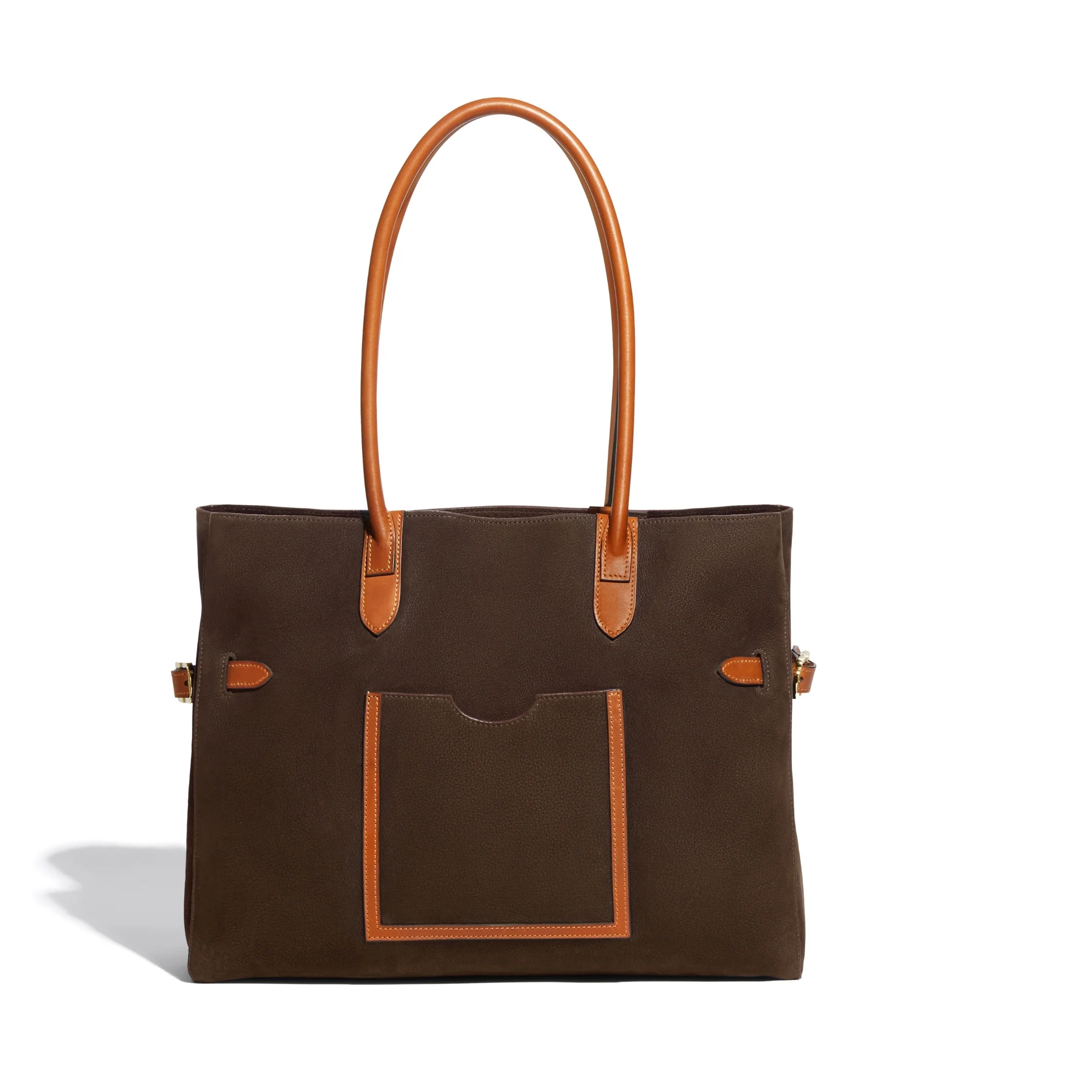 JOSEPH DUCLOS TOTE LECTOURE HORIZONTAL IN ÉCORCE ADAGIO LEATHER MATERIAL: GOLD BRASS