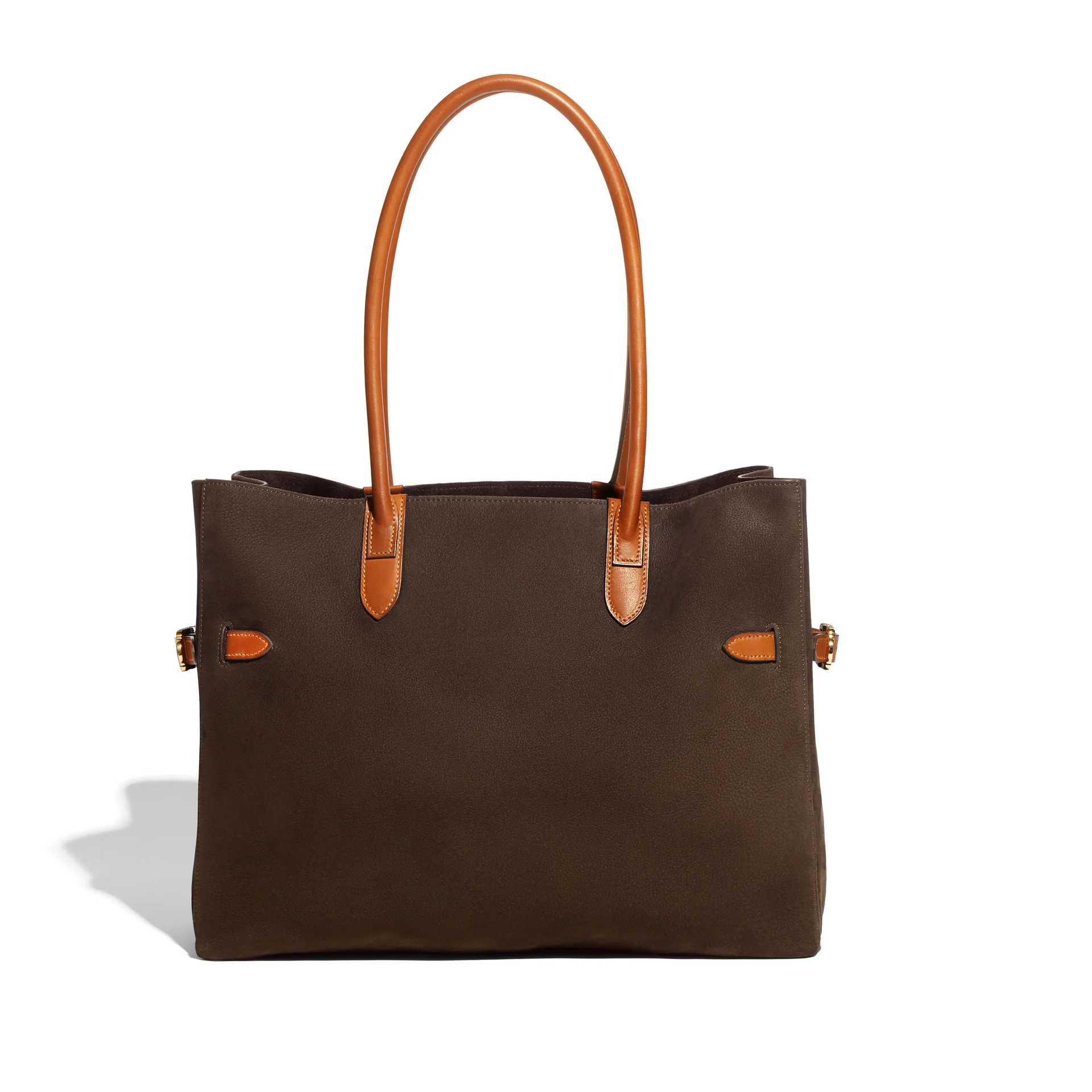 JOSEPH DUCLOS TOTE LECTOURE HORIZONTAL IN ÉCORCE ADAGIO LEATHER MATERIAL: GOLD BRASS