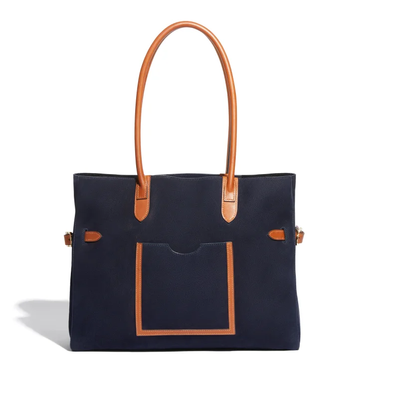 JOSEPH DUCLOS LECTOURE HORIZONTAL LEATHER TOTE NUANCE: BLEU RIVIèRE