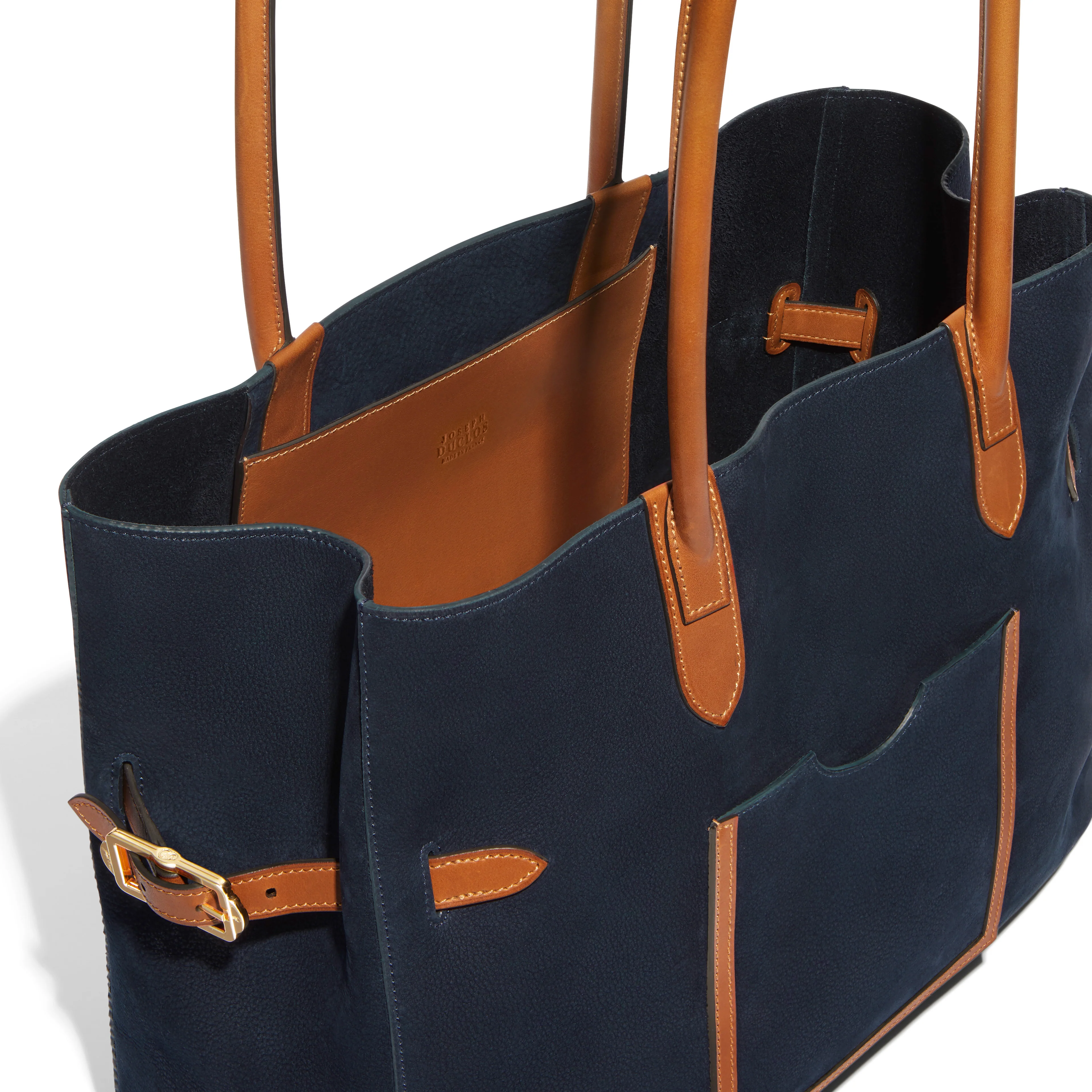 JOSEPH DUCLOS LECTOURE HORIZONTAL LEATHER TOTE NUANCE: BLEU RIVIèRE