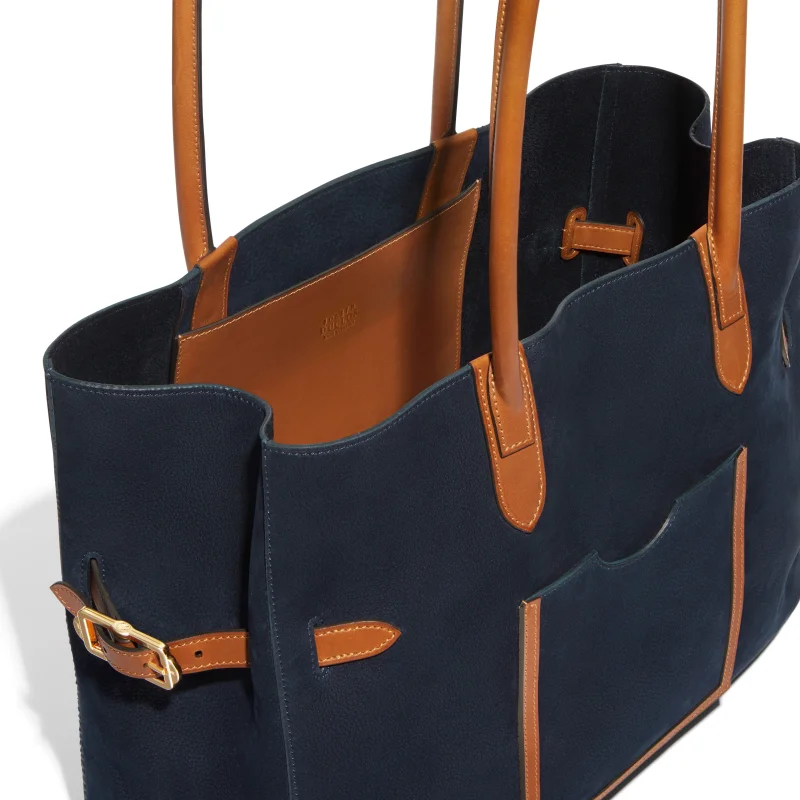 JOSEPH DUCLOS LECTOURE HORIZONTAL LEATHER TOTE NUANCE: BLEU RIVIèRE