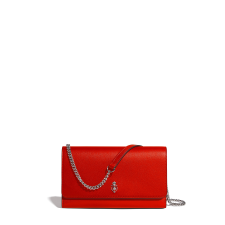 JOSEPH DUCLOS LECTOURE SONATE LEATHER CLUTCH IN COQUELICOT SONATE LEATHER NUANCE: COQUELICOT