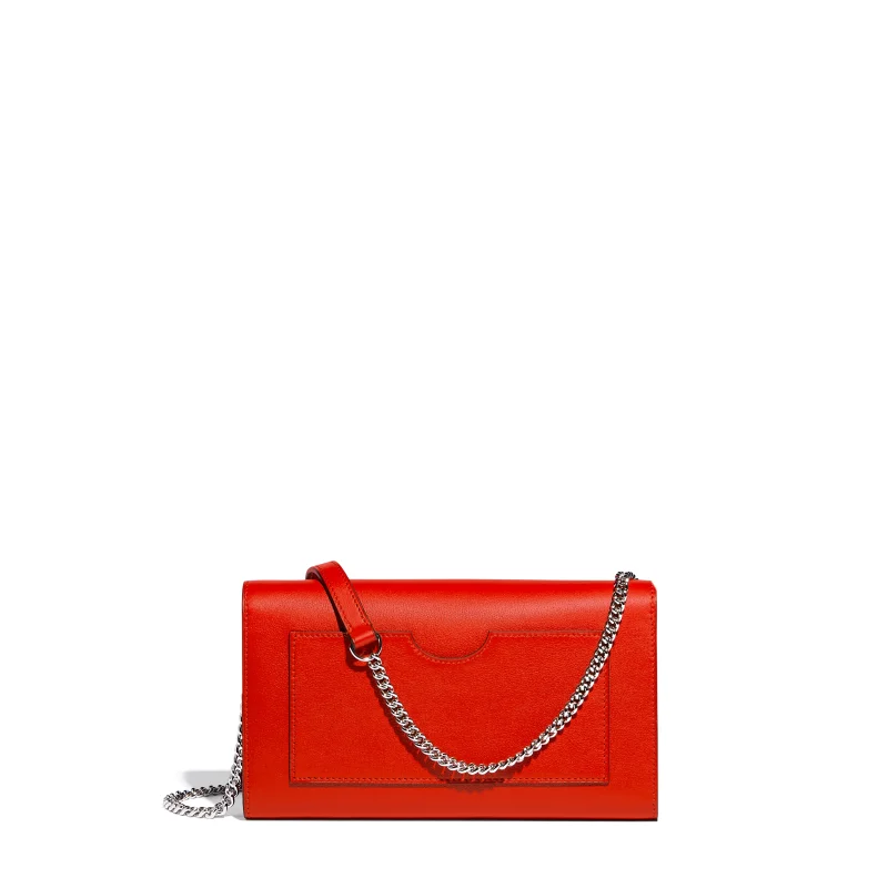 JOSEPH DUCLOS LECTOURE SONATE LEATHER CLUTCH IN COQUELICOT SONATE LEATHER NUANCE: COQUELICOT