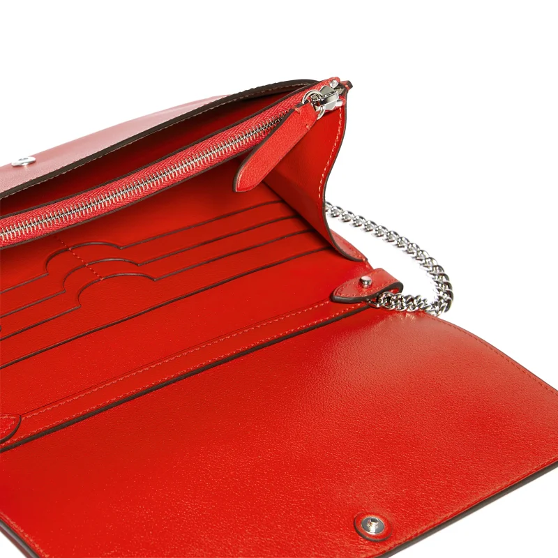 JOSEPH DUCLOS LECTOURE SONATE LEATHER CLUTCH IN COQUELICOT SONATE LEATHER NUANCE: COQUELICOT