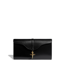 JOSEPH DUCLOS DIANE CLUTCH IN BLACK LUMIèRE LEATHER
