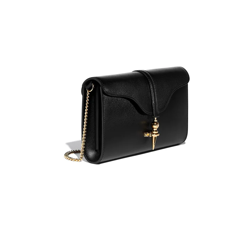 JOSEPH DUCLOS DIANE CLUTCH IN BLACK LUMIèRE LEATHER
