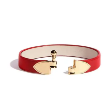 JOSEPH DUCLOS DIANE FLèCHE BRACELET IN NéNUPHAR HéRITAGE LEATHER MATERIAL: GOLD-PLATED BRASS