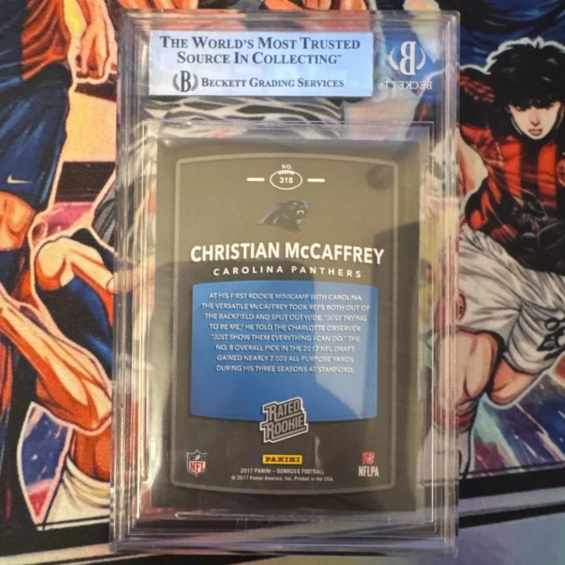 DONRUSS RATED ROOKIE AUTO BECKETT WITNESSED AUTHENTIC CHRISTIAN MCCAFFREY 2017