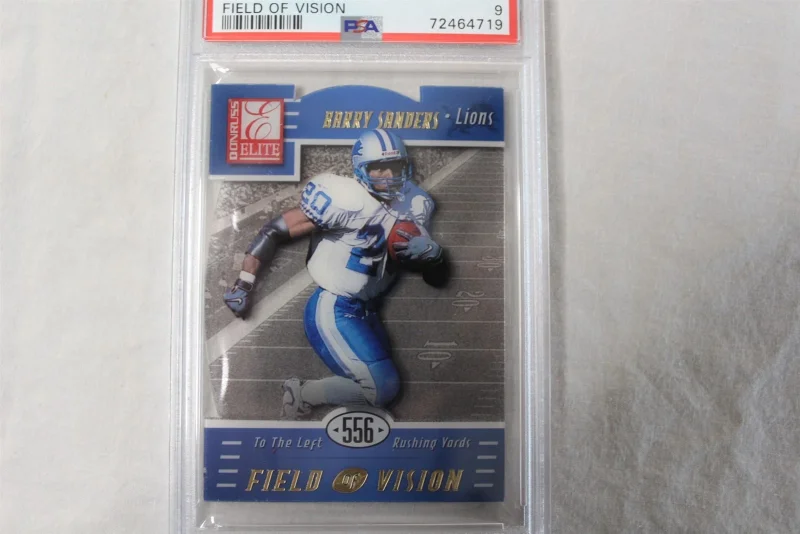 DONRUSS ELITE FOOTBALL BARRY SANDERS 12A FIELD OF VISION DIE CUT PSA MINT 9 1999