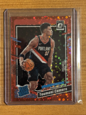 DONRUSS OPTIC RATED ROOKIE TOUMANI CAMARA FAST BREAK RED RC JERSEY # 33/75 2023