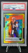 DONRUSS JOE BURROW #301 RC PRESS PROOF GOLD #/25 DIE CUT BENGALS PSA 9 2020