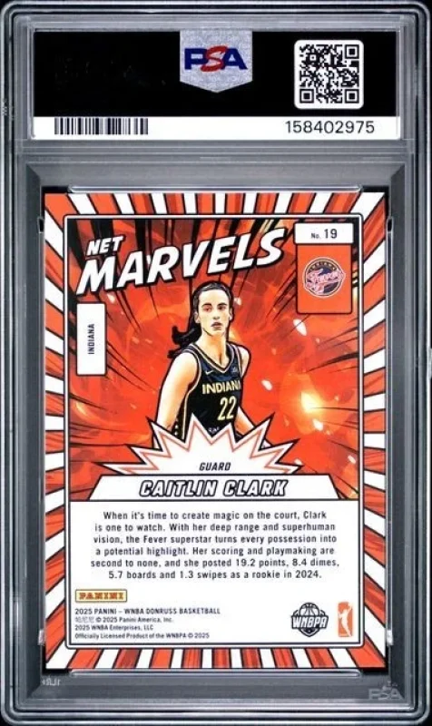 DONRUSS  WNBA NET MARVELS CAITLIN CLARK #19 PSA 10 2025