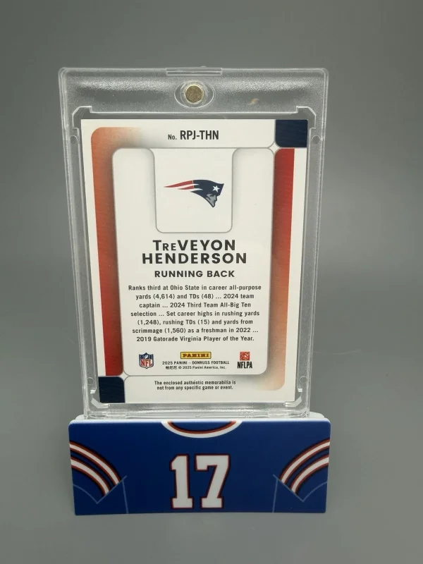 DONRUSS TREVEYON HENDERSON 2025 DONRUSS 1/1 LAUNDRY TAG ROOKIE PHENOM JERSEY #RPJ-THN