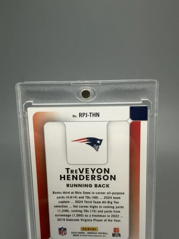 DONRUSS TREVEYON HENDERSON 2025 DONRUSS 1/1 LAUNDRY TAG ROOKIE PHENOM JERSEY #RPJ-THN