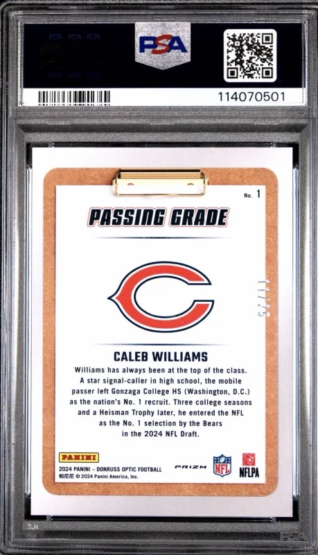 DONRUSS OPTIC CALEB WILLIAMS BLACK PANDORA PASSING GRADES PSA 10 2024