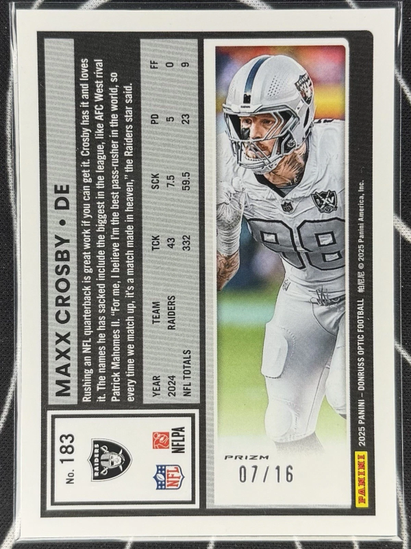 DONRUSS OPTIC - MAXX CROSBY #183 FOOTBALL EMOJI /16 2025