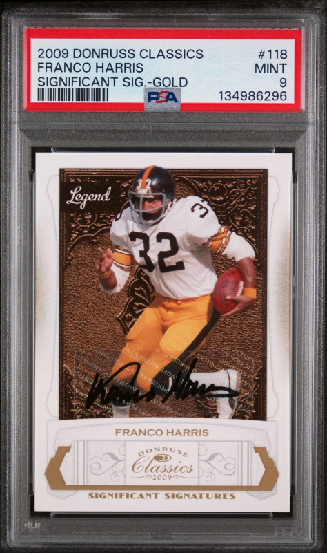 DONRUSS CLASSICS SIGN. GOLD AUTO #/51 HOF PSA 9 MINT (POP 1) FRANCO HARRIS 2009