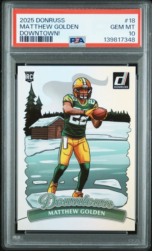 DONRUSS DOWNTOWN #18 MATTHEW GOLDEN ROOKIE PSA 10 PACKERS 2025