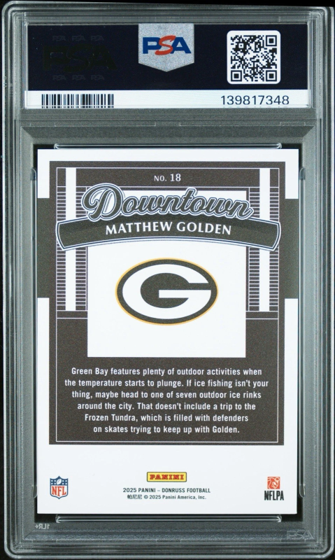 DONRUSS DOWNTOWN #18 MATTHEW GOLDEN ROOKIE PSA 10 PACKERS 2025