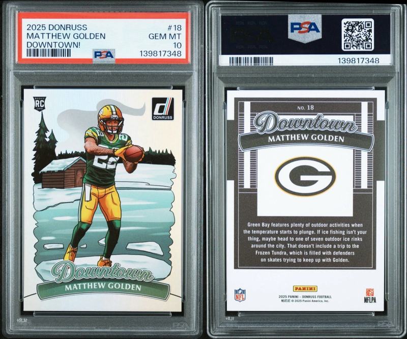 DONRUSS DOWNTOWN #18 MATTHEW GOLDEN ROOKIE PSA 10 PACKERS 2025