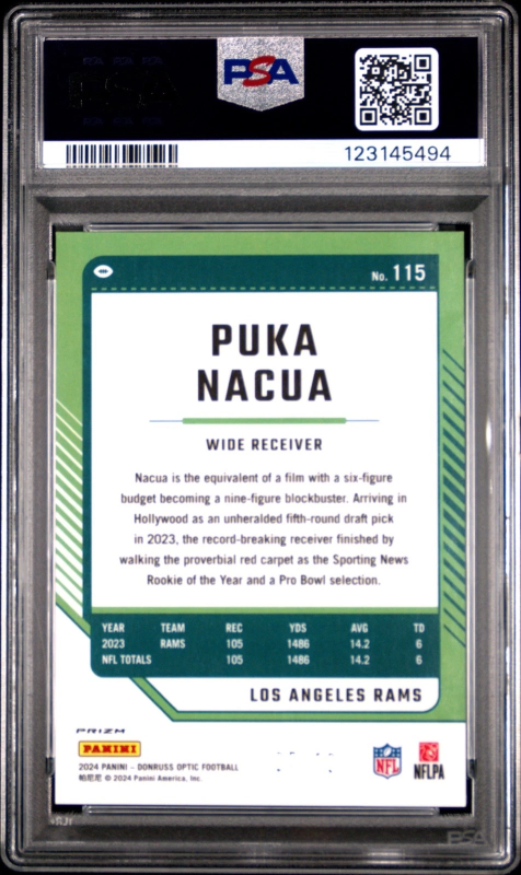DONRUSS OPTIC PUKA NACUA - GOLD /10 - PSA 10 2024