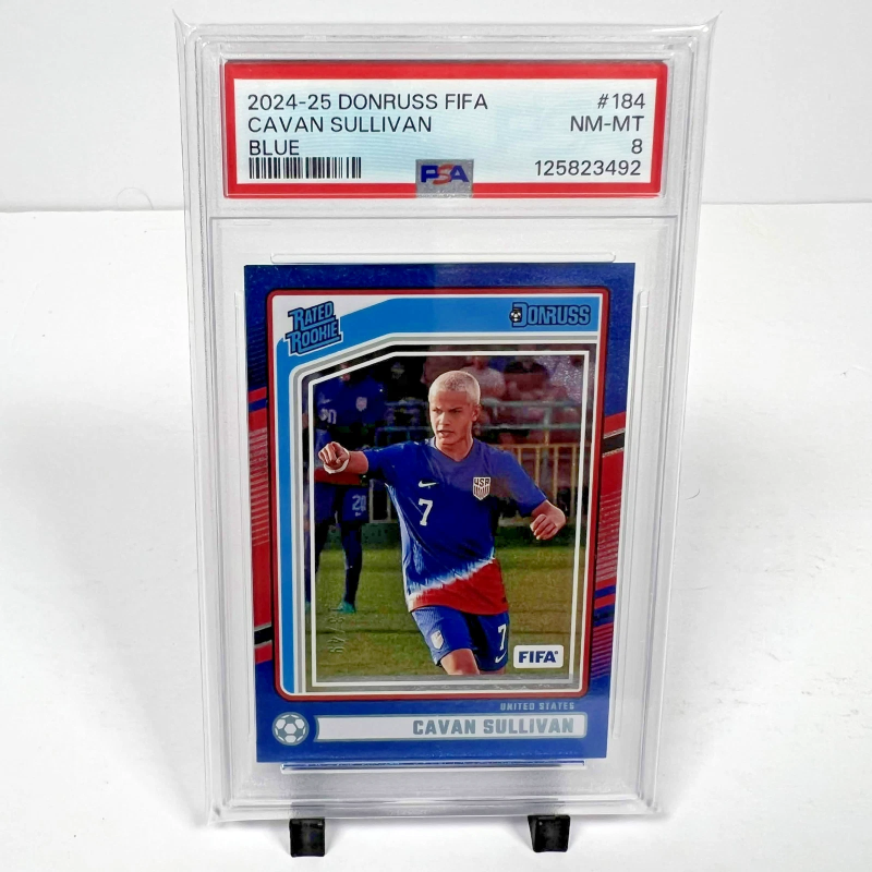DONRUSS FIFA RATED ROOKIE CAVAN SULLIVAN #184 BLUE /49 PSA 8 (RC) 2024-25