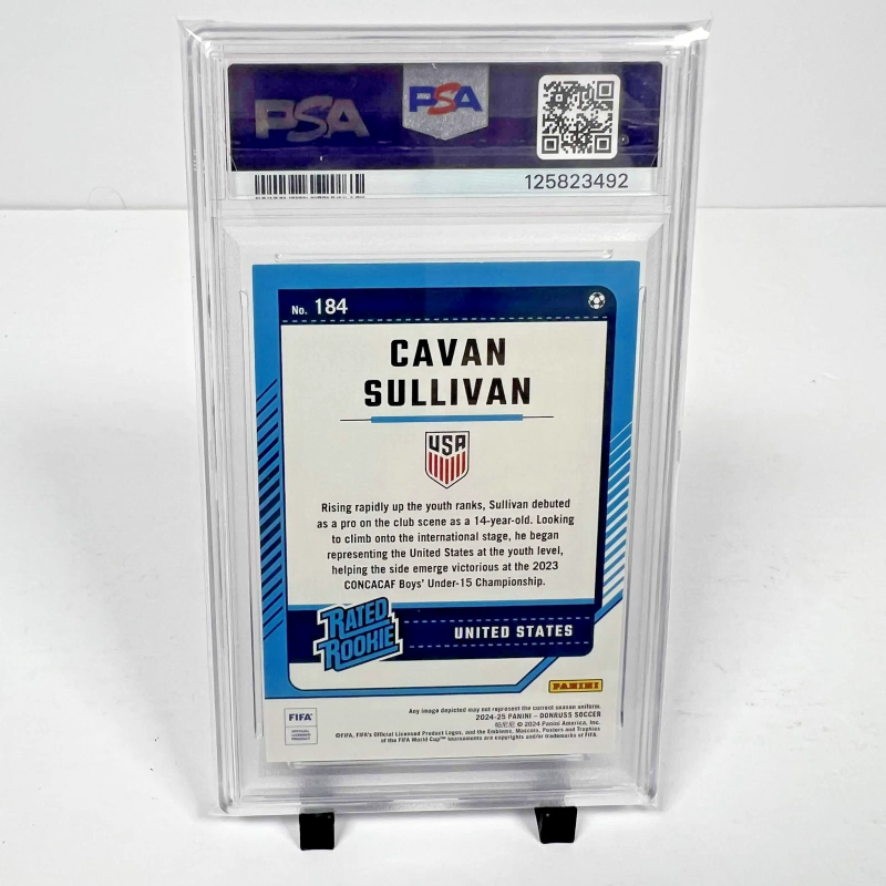 DONRUSS FIFA RATED ROOKIE CAVAN SULLIVAN #184 BLUE /49 PSA 8 (RC) 2024-25