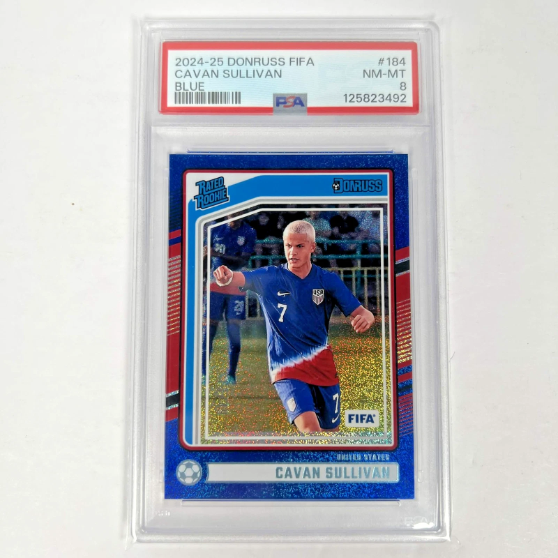 DONRUSS FIFA RATED ROOKIE CAVAN SULLIVAN #184 BLUE /49 PSA 8 (RC) 2024-25