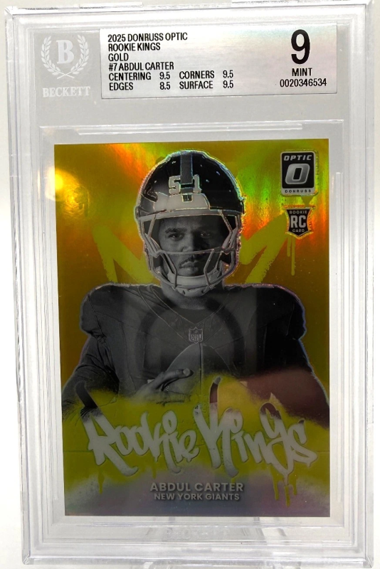 DONRUSS OPTIC #7 ABDUL CARTER ROOKIE KINGS GOLD BGS 9 #/10 2025