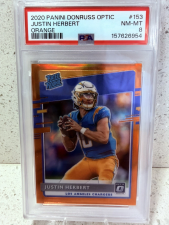 DONRUSS JUSTIN HERBERT RC [ORANGE /199]: 2020 DONRUSS OPTIC – PSA 8 - CHARGERS
