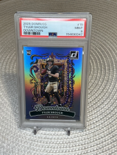 DONRUSS TYLER SHOUGH DOWNTOWN #19 RC ROOKIE PSA 9 MINT SAINTS SSP 2025