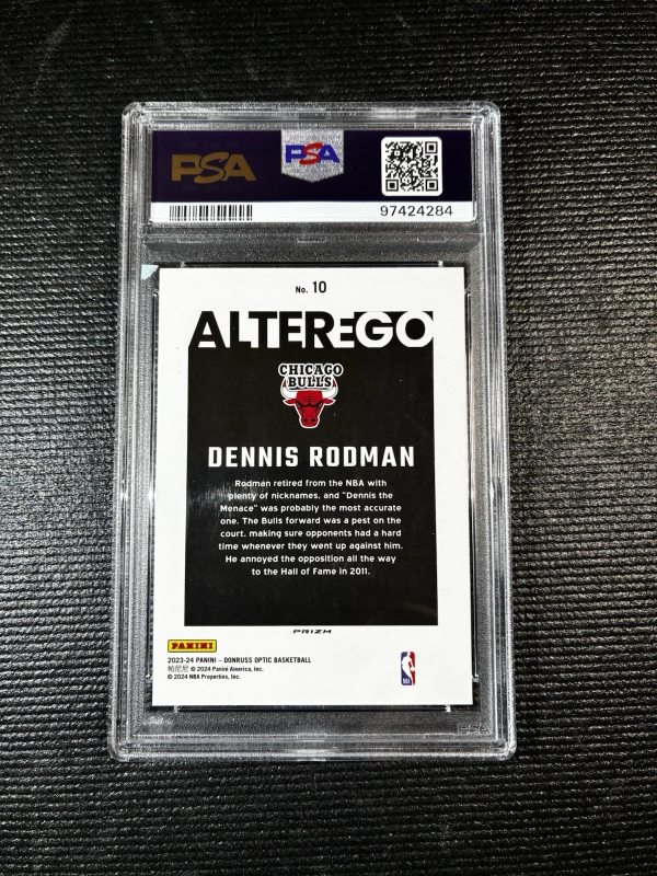 DONRUSS OPTIC DENNIS RODMAN ALTER EGO SSP CASE HIT #10 PSA 9 2023-24