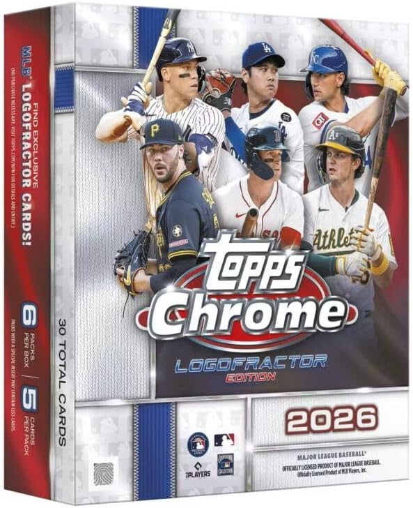 TOPPS CHROME BASEBALL LOGOFRACTOR EDITION BOX 30 CARDS, OFFICIALLY LICENSED, MAJOR LEAGUE BASEBALL, CHROME FINISH, COLLECTOR EDITION 2026