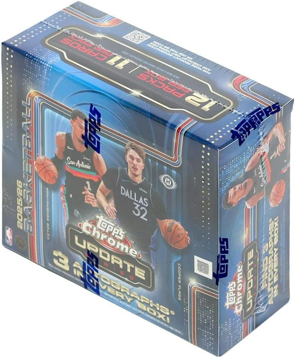 TOPPS CHROME UPDATE SERIES 2025/26 NBA BASKETBALL JUMBO BOX 3 AUTOGRAPHS PER BOX, 12 PACKS PER BOX, 11 CARDS PER PACK, NBA LICENSED, CHROME FINISH