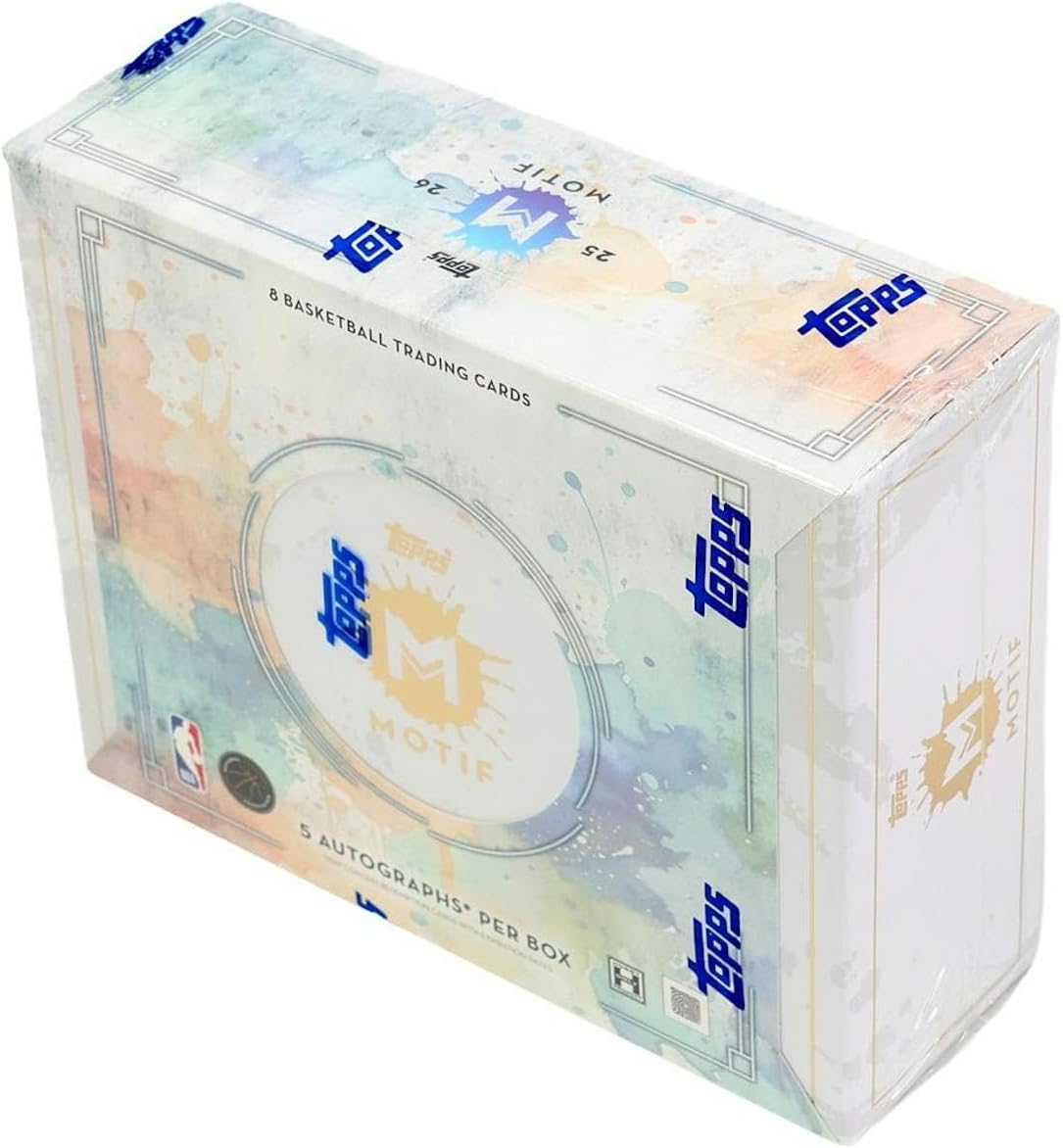 TOPPS 2025/26 MOTIF NBA BASKETBALL HOBBY BOX 8 CARDS PER PACK, 5 AUTOGRAPHS PER BOX, NBA LICENSED, TRADING CARD COLLECTION, SEALED BOX
