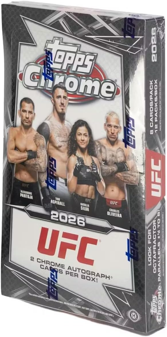 TOPPS CHROME UFC HOBBY TRADING CARD BOX (2 AUTOGRAPHS PER TRADING CARD BOX)2026